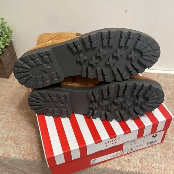 Cognac Suede Construction Boots - Picture 2 of 5